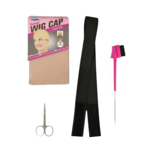 Wig Cap, Elastic Band, Makeup Siscors & Brush For Edges