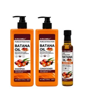 DR.COMELY Batana Oil Shampoo, Conditioner and Hair Oil complete hair care set for nourishing and moisturizing hair