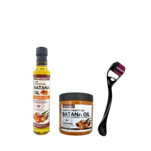 DR.COMELY Batana Hair Mask and Hair Oil with Derma Roller for scalp care, deep nourishment and healthier-looking hair.