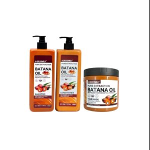 DR.COMELY Batana Oil Shampoo, Conditioner & Hair Mask set for deep hair repair, hydration, nourishment, and healthy-looking shine