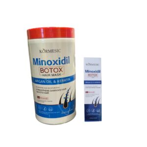 KORMESIC Minoxidil BOTOX Argan Oil & Keratin Hair Mask and Scalp Nourishing Tonic hair care treatment set.