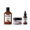 Kormesic Raw Batana Oil Hair Care Set featuring nourishing shampoo, deep conditioning hair mask, and pure Batana oil treatment.