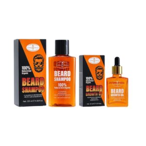 Aichun Beauty 100% Natural and Organic Beard Shampoo and Oil Combo for complete beard cleansing and nourishment.
