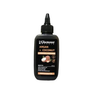 Glamour Beauty Argan and Coconut Hydrating and Repairing Oil for Hair and Scalp to nourish, soften, and condition all hair types.